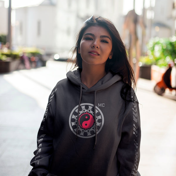 Creature of the wheel Moral Compass Hoodie worn by female