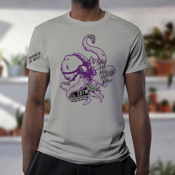 COTW Octopus Chain T-shirt with purple design worn by black male